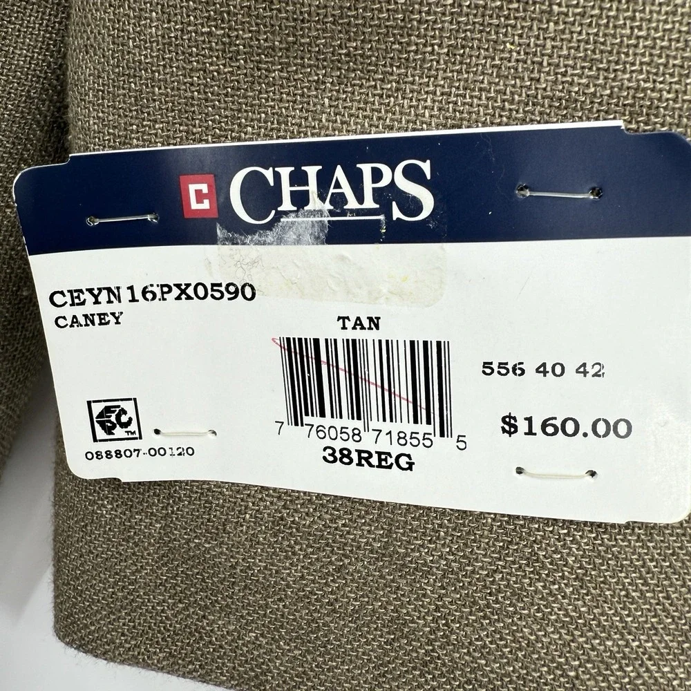 Chaps Men's Classic Fit Sport Coat Blazer 38R Tan Linen Blend‎ Two Button NWT